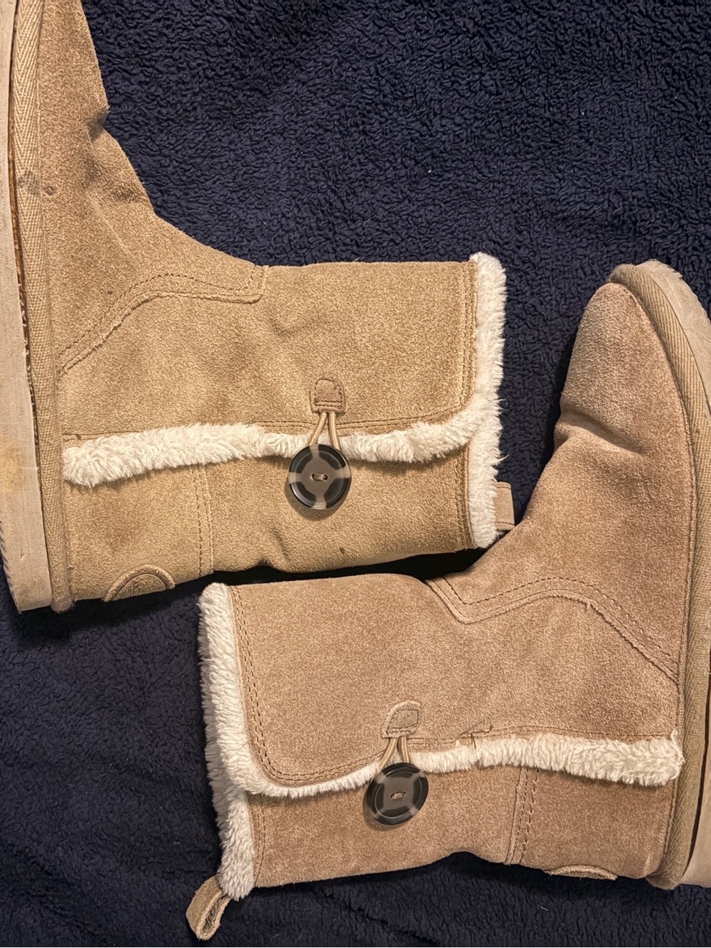 American Eagle Outfitters Tan Suede Short Boots with Logo Patch